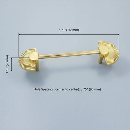 Solid Brass Fan Shaped Furniture Door Knob │ Polished Gold Kitchen Cabinet Handles - Besontique Home