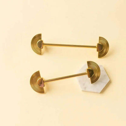 Solid Brass Fan Shaped Furniture Door Knob │ Polished Gold Kitchen Cabinet Handles - Besontique Home