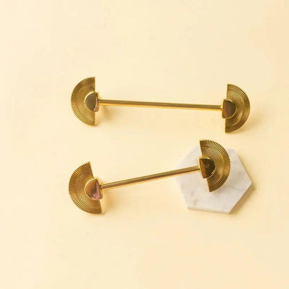 Solid Brass Fan Shaped Furniture Door Knob │ Polished Gold Kitchen Cabinet Handles - Besontique Home