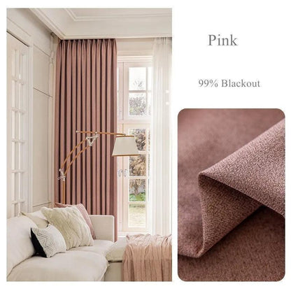 Solid Color Long High length Blackout Curtain │ For Minimal Modern Home Bedroom Decoration - Besontique Home