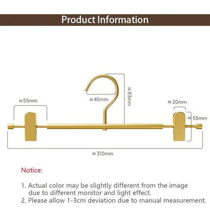 Solid Matte Gold/Silver Non-Slip Skirts Pants Hangers │ Clothes Wardrobe Trouser Rack with Adjustable Clips - Besontique Home