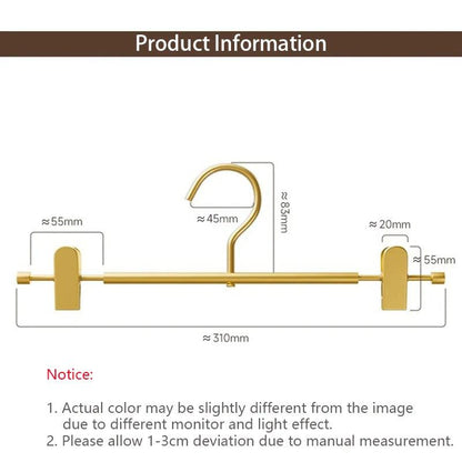 Solid Matte Gold/Silver Non-Slip Skirts Pants Hangers │ Clothes Wardrobe Trouser Rack with Adjustable Clips - Besontique Home