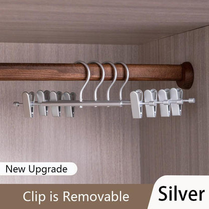 Solid Matte Gold/Silver Non-Slip Skirts Pants Hangers │ Clothes Wardrobe Trouser Rack with Adjustable Clips - Besontique Home