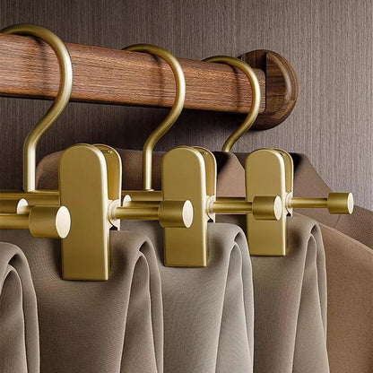 Solid Matte Gold/Silver Non-Slip Skirts Pants Hangers │ Clothes Wardrobe Trouser Rack with Adjustable Clips - Besontique Home