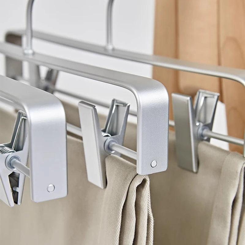 Solid Matte Gold/Silver Skirts Pants Hangers │ Light Luxury Clothes Wardrobe Trouser Rack with Clips - Besontique Home