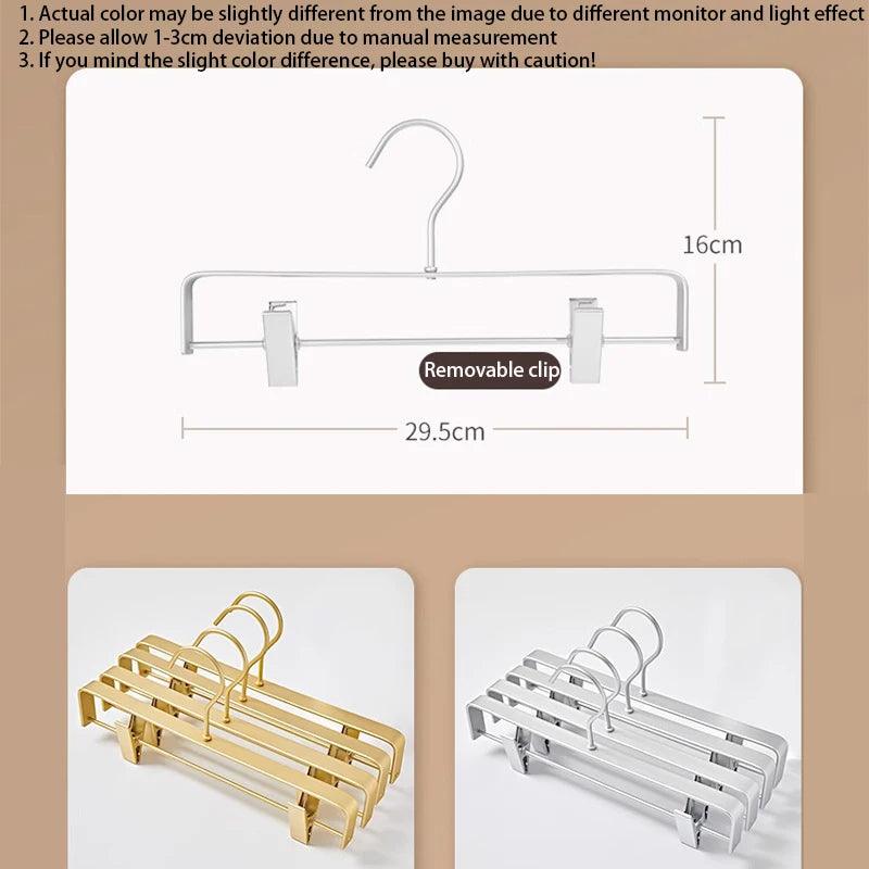 Solid Matte Gold/Silver Skirts Pants Hangers │ Light Luxury Clothes Wardrobe Trouser Rack with Clips - Besontique Home