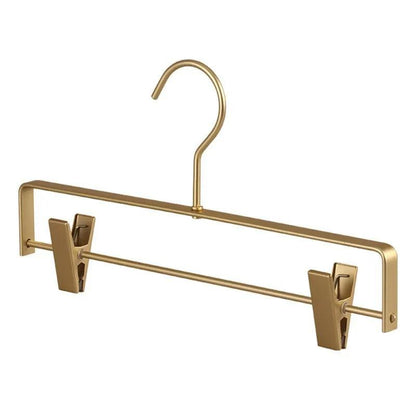Solid Matte Gold/Silver Skirts Pants Hangers │ Light Luxury Clothes Wardrobe Trouser Rack with Clips - Besontique Home