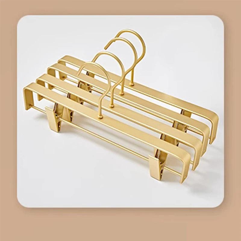 Solid Matte Gold/Silver Skirts Pants Hangers │ Light Luxury Clothes Wardrobe Trouser Rack with Clips - Besontique Home