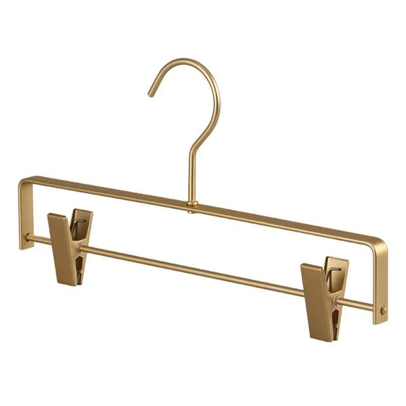 Solid Matte Gold/Silver Skirts Pants Hangers │ Light Luxury Clothes Wardrobe Trouser Rack with Clips - Besontique Home