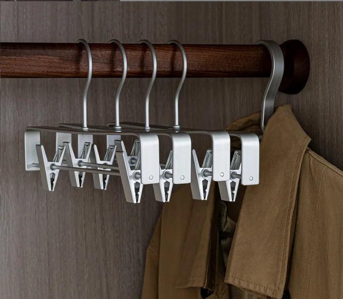 Solid Matte Gold/Silver Skirts Pants Hangers │ Light Luxury Clothes Wardrobe Trouser Rack with Clips - Besontique Home