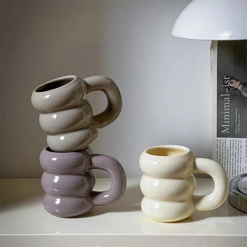 Thick Chunky Coffee Mug Milk Cup with Handle │ Ceramic Kitchenware - Besontique Home