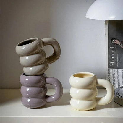Thick Chunky Coffee Mug Milk Cup with Handle │ Ceramic Kitchenware - Besontique Home