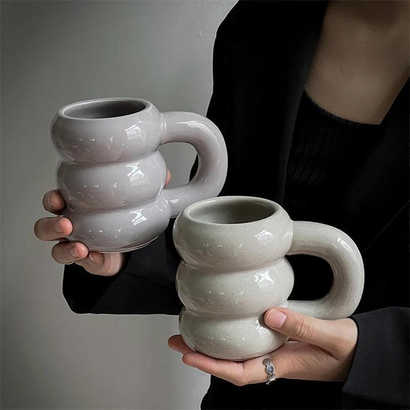 Thick Chunky Coffee Mug Milk Cup with Handle │ Ceramic Kitchenware - Besontique Home