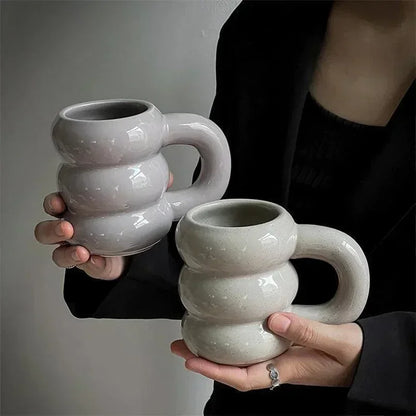 Thick Chunky Coffee Mug Milk Cup with Handle │ Ceramic Kitchenware - Besontique Home