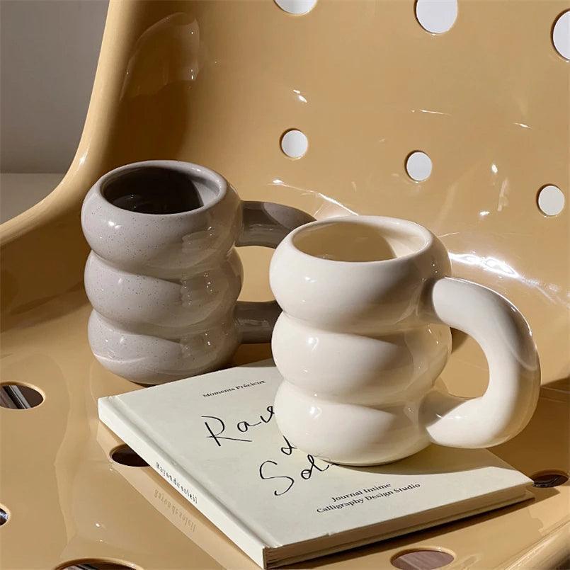 Thick Chunky Coffee Mug Milk Cup with Handle │ Ceramic Kitchenware - Besontique Home