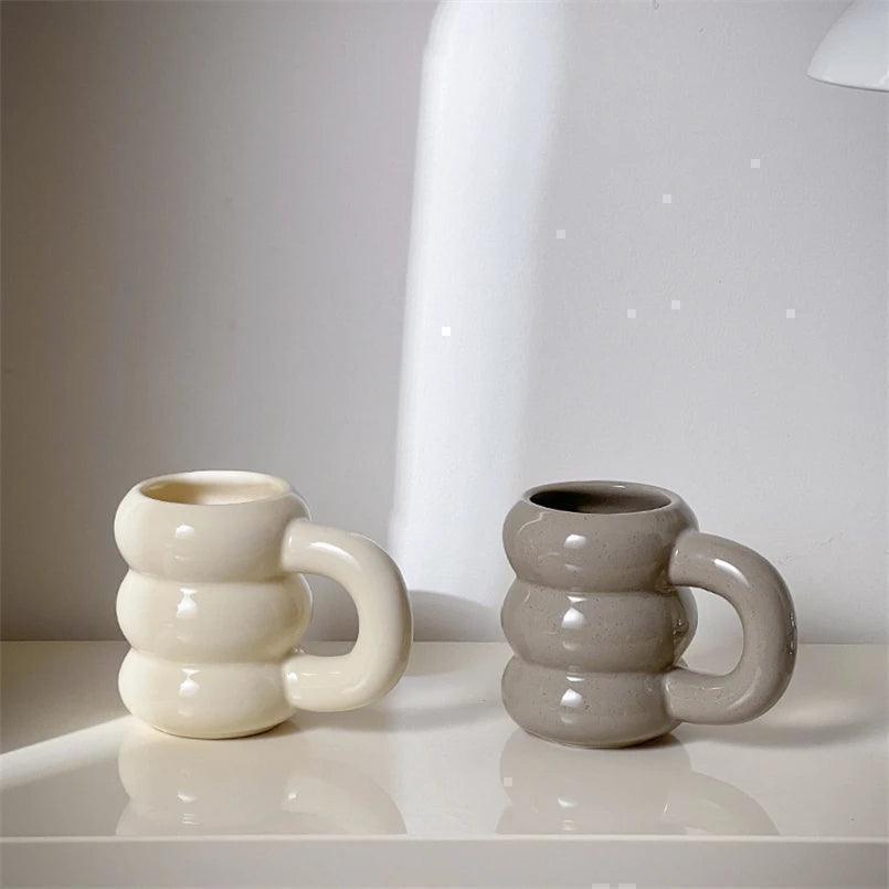 Thick Chunky Coffee Mug Milk Cup with Handle │ Ceramic Kitchenware - Besontique Home
