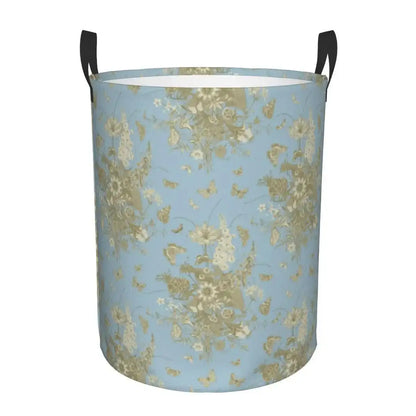 Toile De Jouy Patterns Laundry Basket │ Foldable French Motif Decorative Organizer - Besontique Home