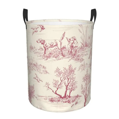 Toile De Jouy Patterns Laundry Basket │ Foldable French Motif Decorative Organizer - Besontique Home
