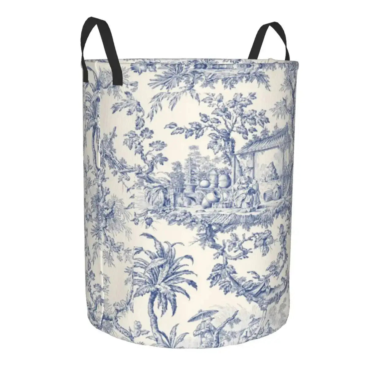 Toile De Jouy Patterns Laundry Basket │ Foldable French Motif Decorative Organizer - Besontique Home