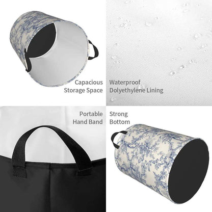 Toile De Jouy Patterns Laundry Basket │ Foldable French Motif Decorative Organizer - Besontique Home