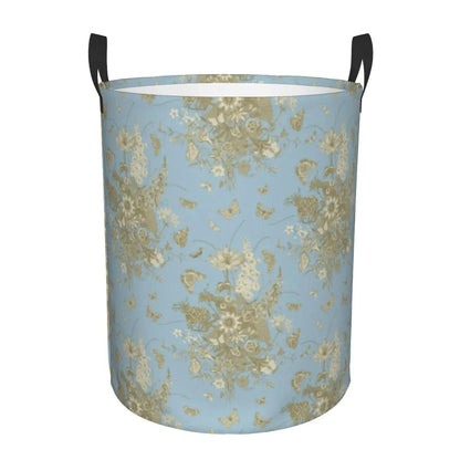 Toile De Jouy Patterns Laundry Basket │ Foldable French Motif Decorative Organizer - Besontique Home