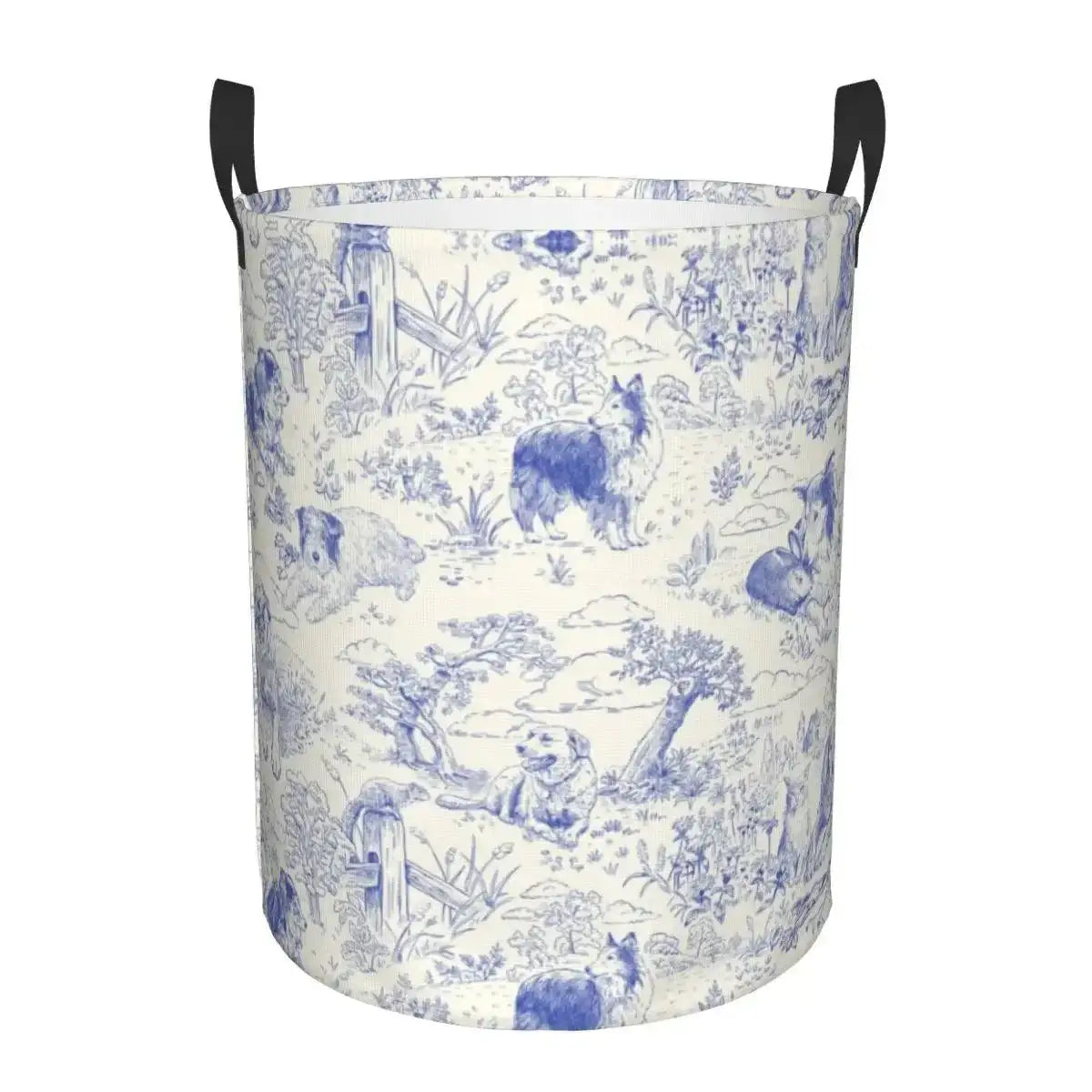 Toile De Jouy Patterns Laundry Basket │ Foldable French Motif Decorative Organizer - Besontique Home