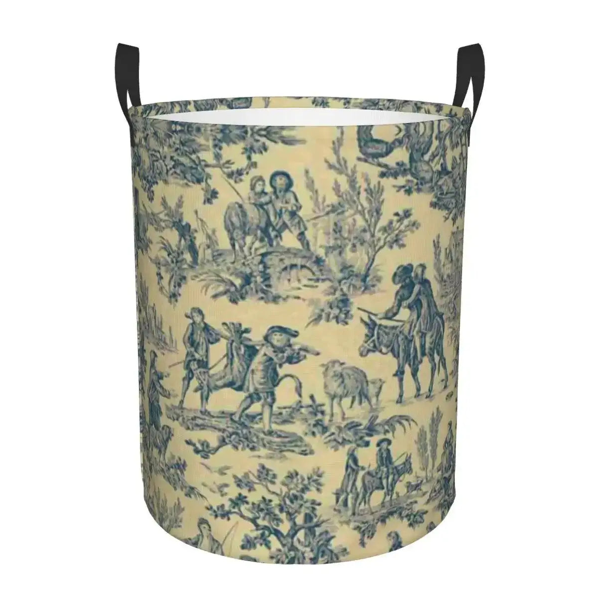 Toile De Jouy Patterns Laundry Basket │ Foldable French Motif Decorative Organizer - Besontique Home