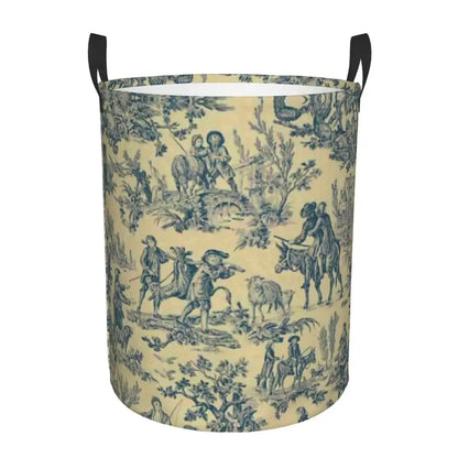 Toile De Jouy Patterns Laundry Basket │ Foldable French Motif Decorative Organizer - Besontique Home