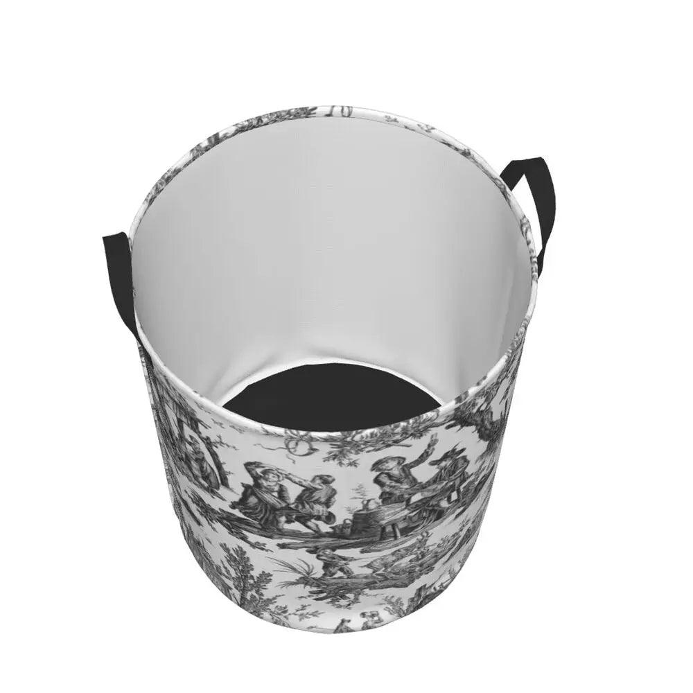 Toile De Jouy Patterns Laundry Basket │ Foldable French Motif Decorative Organizer - Besontique Home