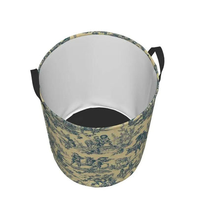 Toile De Jouy Patterns Laundry Basket │ Foldable French Motif Decorative Organizer - Besontique Home