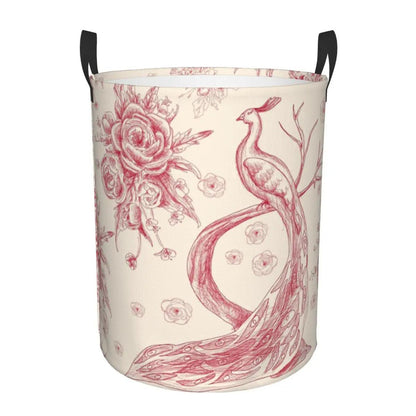 Toile De Jouy Patterns Laundry Basket │ Foldable French Motif Decorative Organizer - Besontique Home