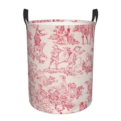 Toile De Jouy Patterns Laundry Basket │ Foldable French Motif Decorative Organizer - Besontique Home