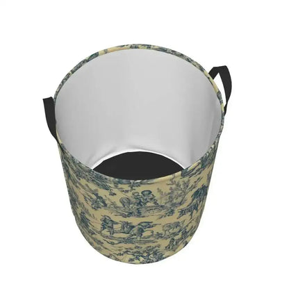 Toile De Jouy Patterns Laundry Basket │ Foldable French Motif Decorative Organizer - Besontique Home