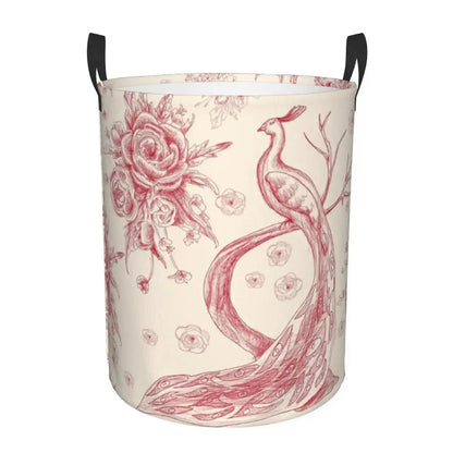 Toile De Jouy Patterns Laundry Basket │ Foldable French Motif Decorative Organizer - Besontique Home