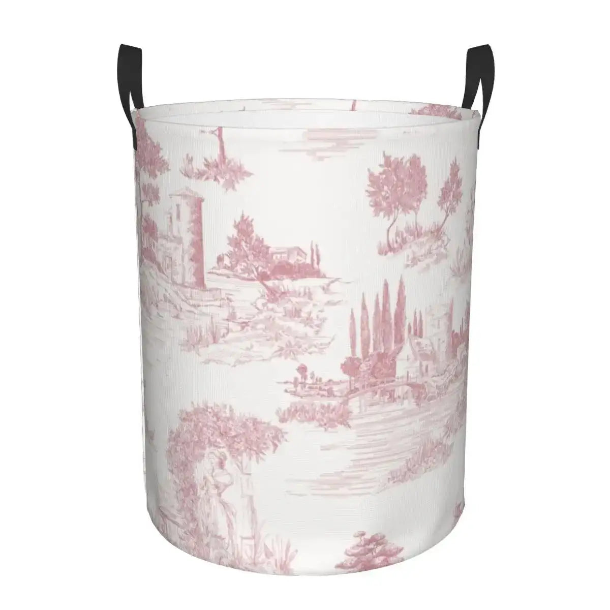 Toile De Jouy Patterns Laundry Basket │ Foldable French Motif Decorative Organizer - Besontique Home