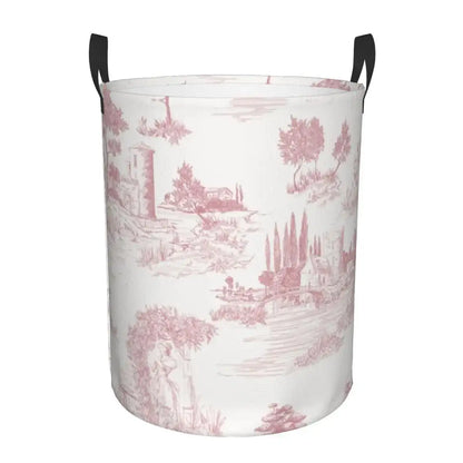 Toile De Jouy Patterns Laundry Basket │ Foldable French Motif Decorative Organizer - Besontique Home