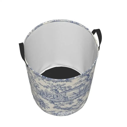 Toile De Jouy Patterns Laundry Basket │ Foldable French Motif Decorative Organizer - Besontique Home