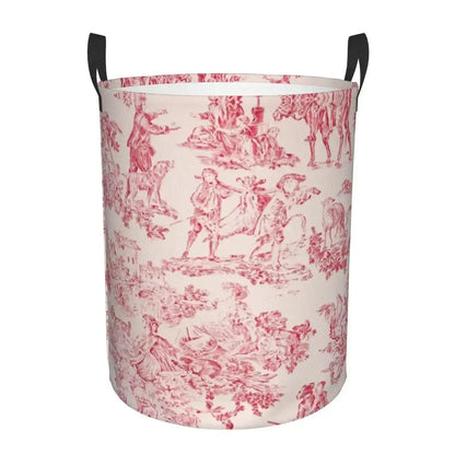 Toile De Jouy Patterns Laundry Basket │ Foldable French Motif Decorative Organizer - Besontique Home