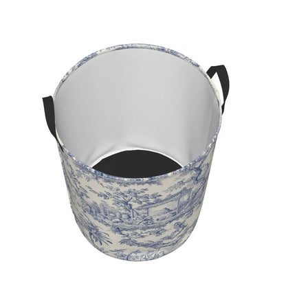Toile De Jouy Patterns Laundry Basket │ Foldable French Motif Decorative Organizer - Besontique Home