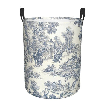 Toile De Jouy Patterns Laundry Basket │ Foldable French Motif Decorative Organizer - Besontique Home