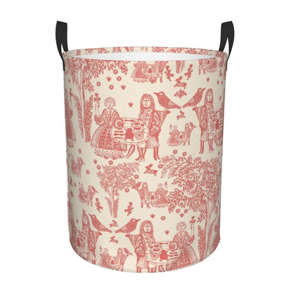 Toile De Jouy Patterns Laundry Basket │ Foldable French Motif Decorative Organizer - Besontique Home
