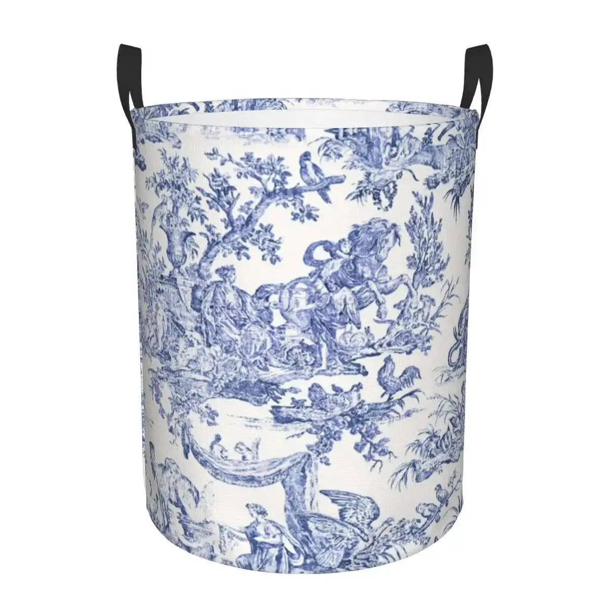 Toile De Jouy Patterns Laundry Basket │ Foldable French Motif Decorative Organizer - Besontique Home