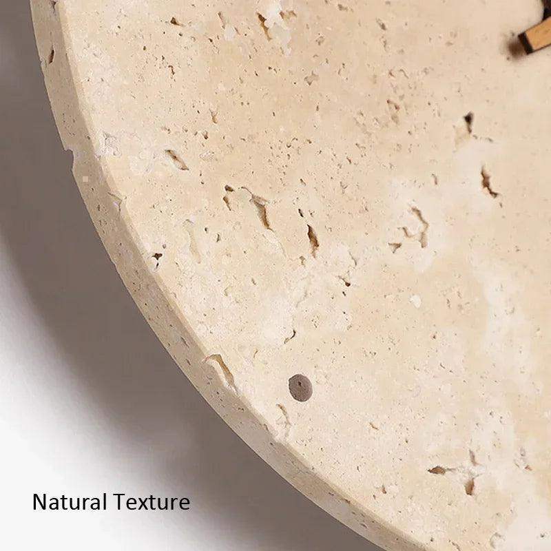 Travertine Marble Wall Decor Clock with LED Light │ Modern Minimal Natural Stone Decorative Clock - Besontique Home