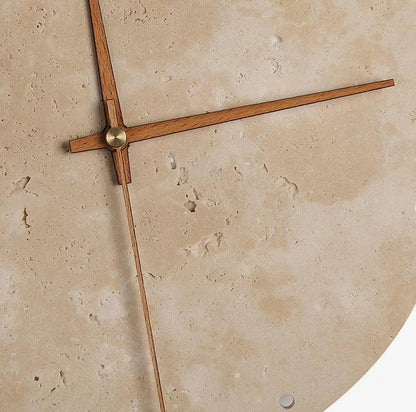 Travertine Marble Wall Decor Clock with LED Light │ Modern Minimal Natural Stone Decorative Clock - Besontique Home