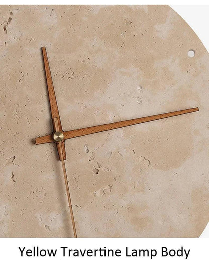 Travertine Marble Wall Decor Clock with LED Light │ Modern Minimal Natural Stone Decorative Clock - Besontique Home