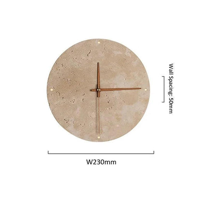 Travertine Marble Wall Decor Clock with LED Light │ Modern Minimal Natural Stone Decorative Clock - Besontique Home