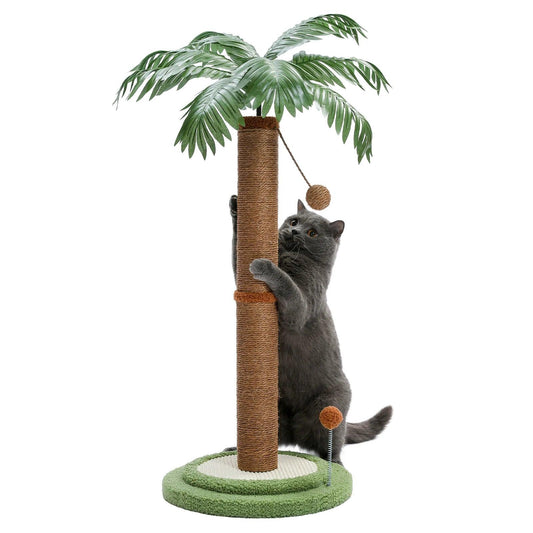 Tropical Tree Sisal Cat Scratching Post with Hangling Ball | Pet-Friendly Cat Scratcher Toy Furniture - Besontique Home