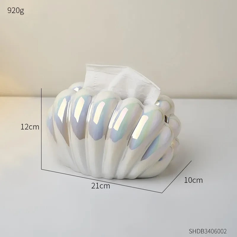 Ceramics Shell-shaped Tissue Box Case │ Modern Decorative Napkin Holder Organizer Besontique Home decor