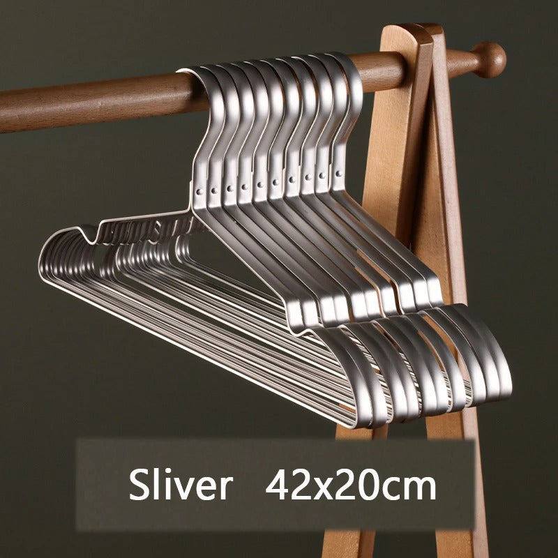 10 pcs Solid Matte Aluminum Alloy Clothes Hangers │ Anti-Slip Metal Rack Wardrobe Organizer Besontique Home Decor