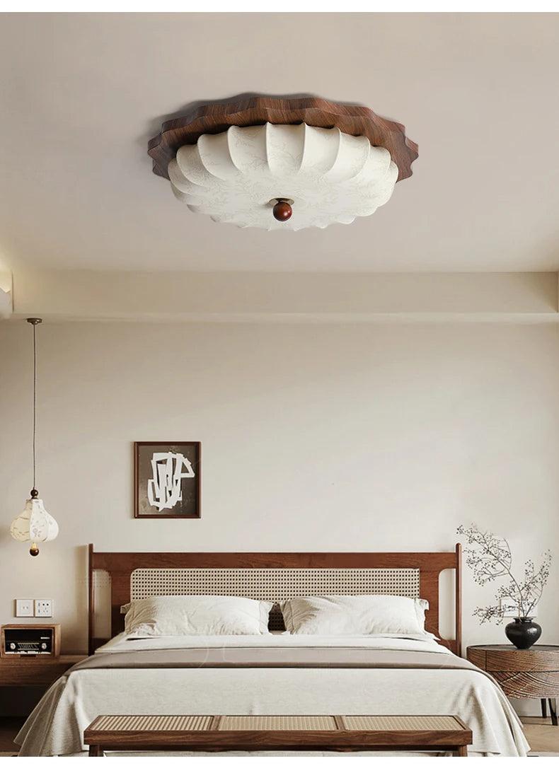 Vintage Fabric Art Ceiling Light │ Japandi Style Chandelier Hanging Lamp - Besontique Home